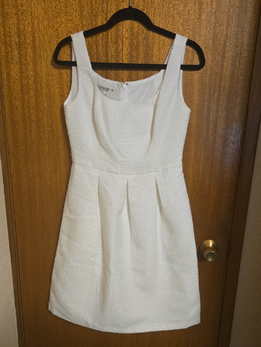Evan Picone White Textured Sleeveless Mini Dress With Subtle Sparkle